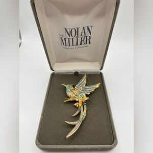 Nolan Miller Gold and Blue Bird Brooch